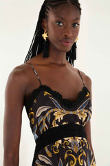 Black Flowerful Garden Midi Dress | FARM Rio | FARM Rio Discount