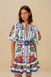 Off-White Flower Tapestry Mini Dress | FARM Rio Online