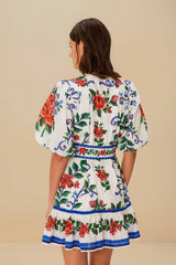 Off-White Flower Tapestry Mini Dress | FARM Rio Online