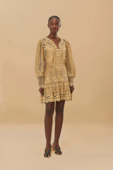 Sand Tropical Flight Guipure Mini Dress | FARM Rio For Sale