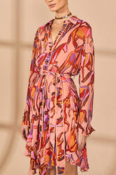 Rose Wild Horses Long Sleeve Mini Dress | FARM Rio
