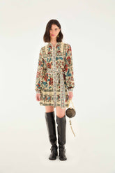 Sand Francesca Long Sleeve Mini Dress | FARM Rio | FARM Rio Online
