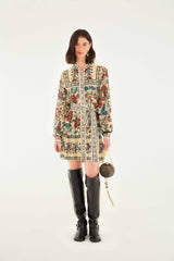 Sand Francesca Long Sleeve Mini Dress | FARM Rio | FARM Rio Online