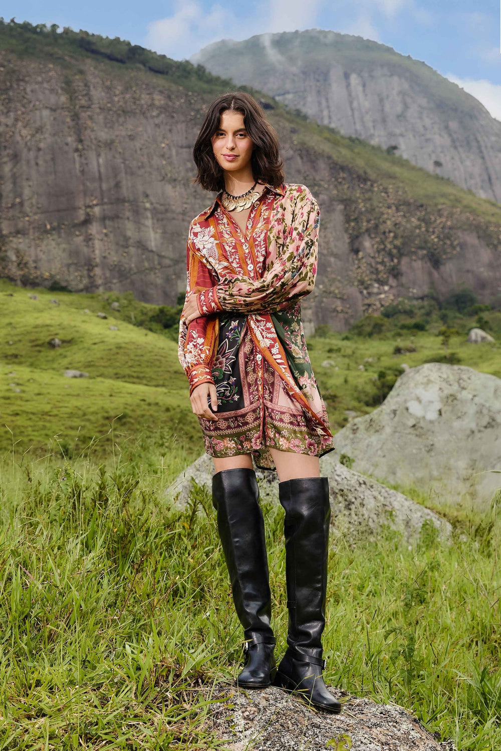Mixed Winter Garden Lenzing™ Ecovero™ Viscose Mini Dress | FARM Rio | FARM Rio US