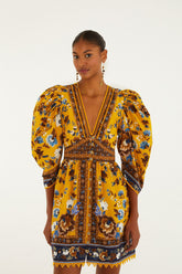 Yellow Flowering Garden Tree Mini Dress | FARM Rio | FARM Rio On Sale