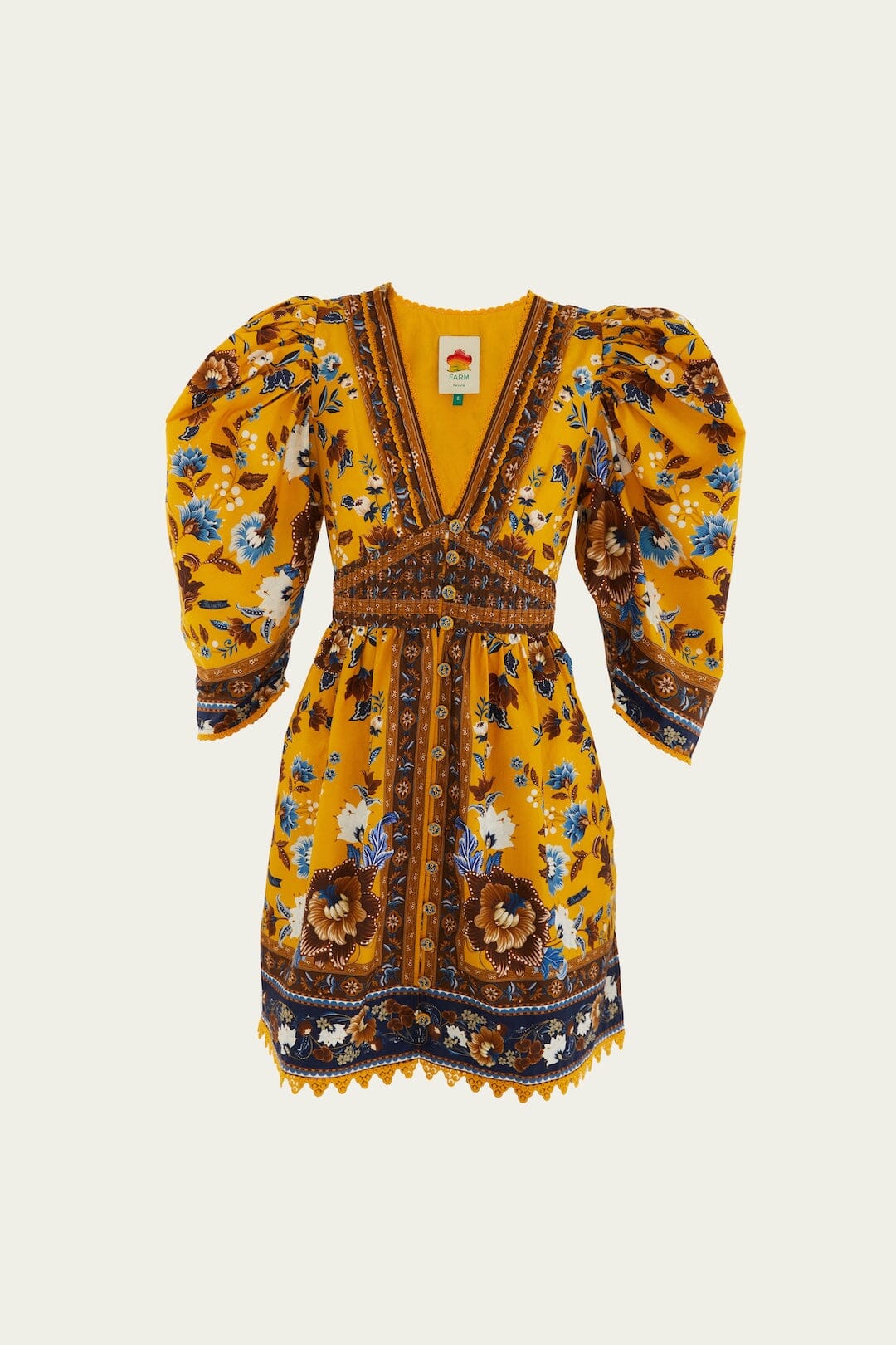 Yellow Flowering Garden Tree Mini Dress | FARM Rio | FARM Rio On Sale