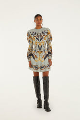 Blue Snake Garden Long Sleeve Mini Dress | FARM Rio | FARM Rio