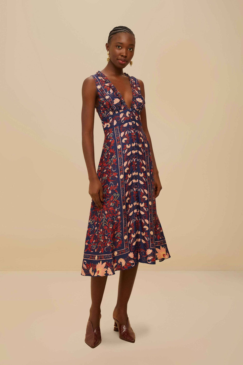 Blue Snake Garden Long Sleeve Mini Dress | FARM Rio US