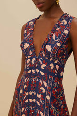 Blue Snake Garden Long Sleeve Mini Dress | FARM Rio US