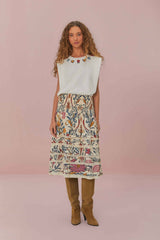 White Beaded Flowers T-Shirt | FARM Rio For Sale