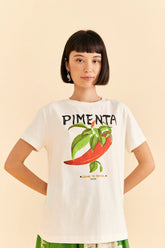 Off-White Peppers Organic Cotton T-shirt | FARM Rio Online
