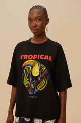 Black Tropical Organic Cotton T-Shirt | FARM Rio On Sale