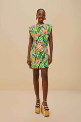 Off-White Heli Leaves Organic Cotton T-Shirt Mini Dress | FARM Rio