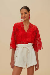 Red Landscape Guipure Bodysuit | FARM Rio On Sale