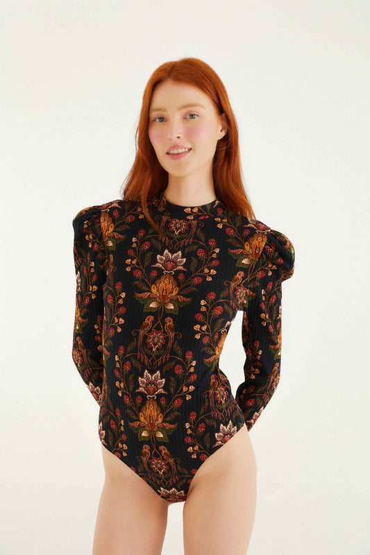 Black Berry Garden Organic Cotton Bodysuit | FARM Rio | FARM Rio For Sale