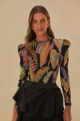 Cool Foliage Black Bodysuit | FARM Rio Online