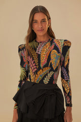 Cool Foliage Black Bodysuit | FARM Rio Online