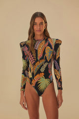 Cool Foliage Black Bodysuit | FARM Rio Online