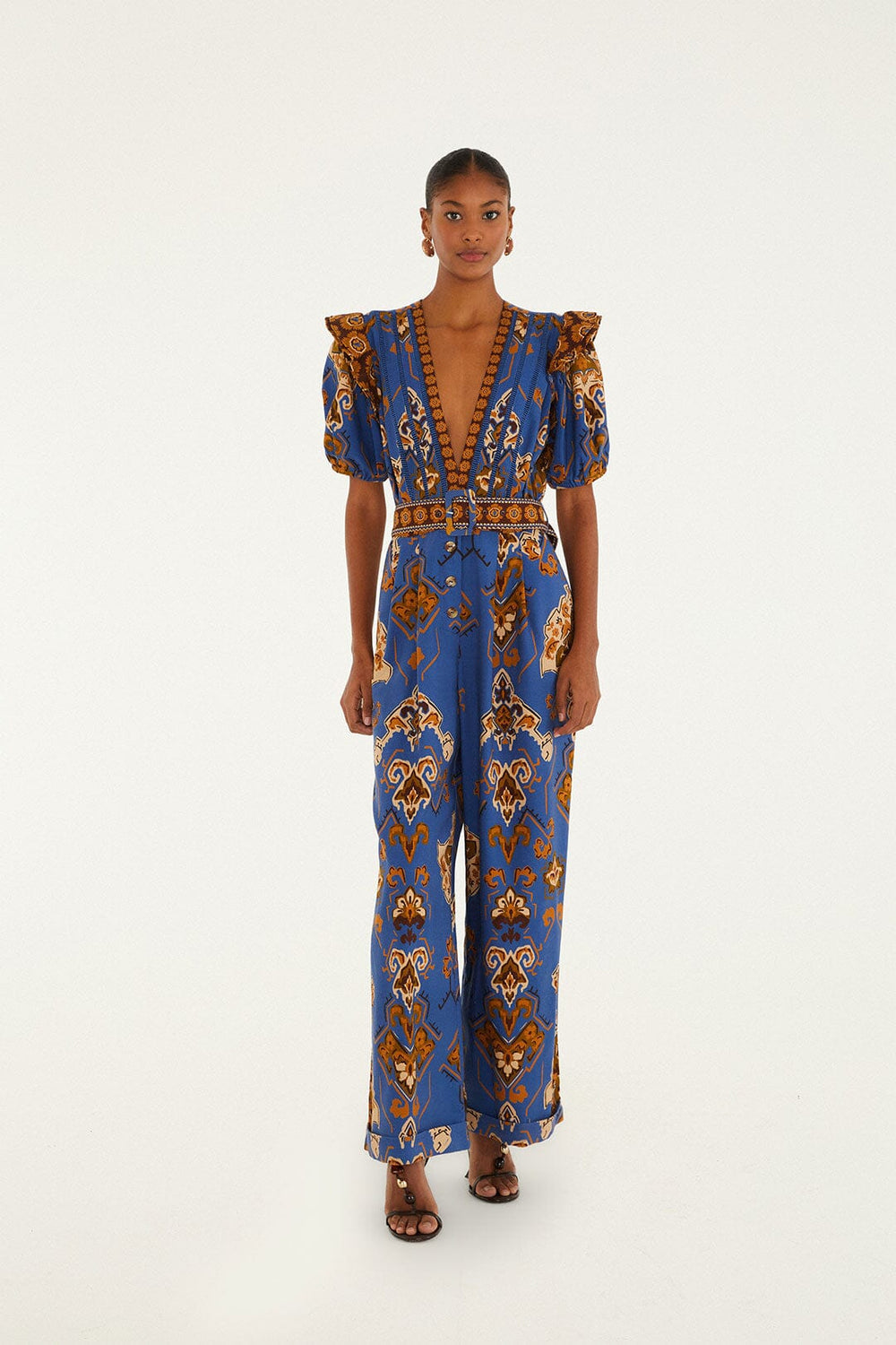 Blue Ornament Floral Jumpsuit | FARM Rio US