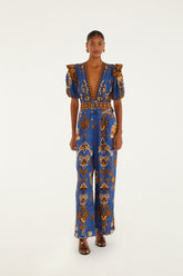 Blue Ornament Floral Jumpsuit | FARM Rio US