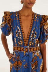 Blue Ornament Floral Jumpsuit | FARM Rio US