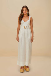 Off-White Euroflax™ Premium Linen Jumpsuit | FARM Rio For Sale