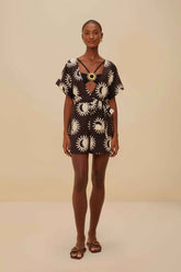 Black Sunny Moon LENZING™ ECOVERO™ Euroflax™ Romper | FARM Rio Discount