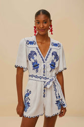 Blue Delicate Forest Richelieu Embroidered LENZING™ ECOVERO™ Euroflax™ | FARM Rio Outlet