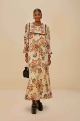 Sand Aura Floral Midi Skirt | FARM Rio Discount