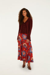 Red Luang LENZING™ Maxi Skirt | FARM Rio On Sale