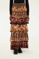 Mixed Scarves Ruffled Maxi Skirt | FARM Rio | FARM Rio Outlet
