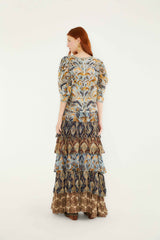 Mixed Scarves Ruffled Maxi Skirt | FARM Rio | FARM Rio