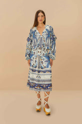 Off-White Ana Tapestry Organic Cotton Midi Skirt | FARM Rio Outlet