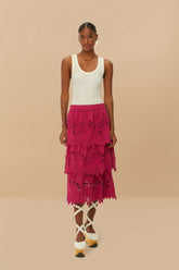 Pink Daisy Embroidered Midi Skirt | FARM Rio For Sale