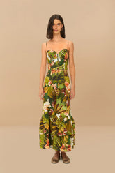 Multicolor Botanical Forest LENZING™ ECOVERO™ Euroflax™ Midi Skirt | FARM Rio On Sale