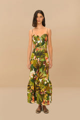 Multicolor Botanical Forest LENZING™ ECOVERO™ Euroflax™ Midi Skirt | FARM Rio On Sale