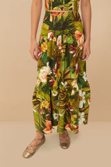 Multicolor Botanical Forest LENZING™ ECOVERO™ Euroflax™ Midi Skirt | FARM Rio On Sale