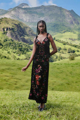 Black Belle Garden Scallop Hem Midi Skirt | FARM Rio | FARM Rio Outlet