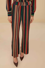 Multicolor Pipa Stripes Pleated Pants | FARM Rio
