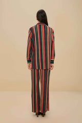 Multicolor Pipa Stripes Pleated Pants | FARM Rio