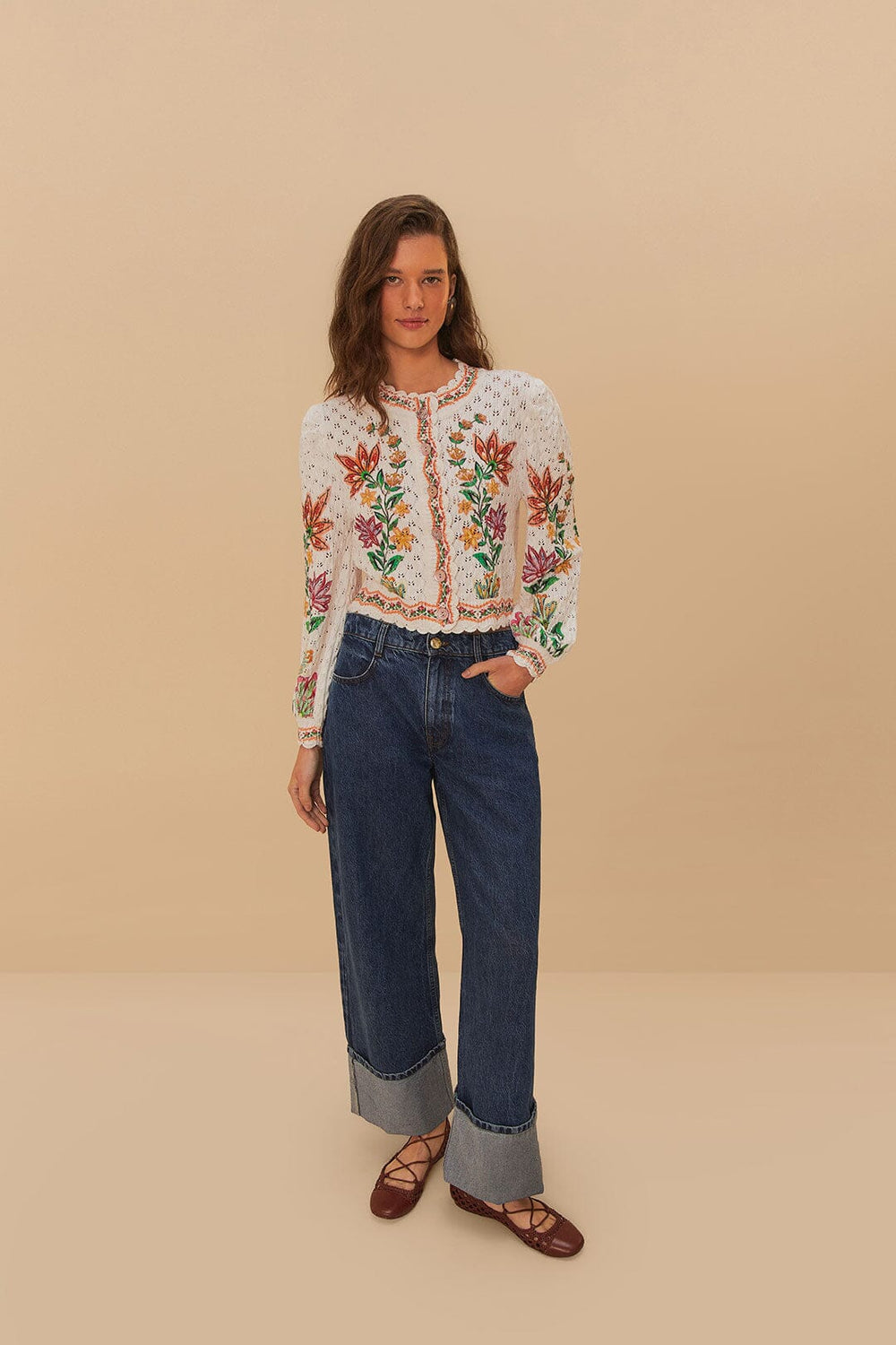Denim Low Waist Wide Pants | FARM Rio Discount