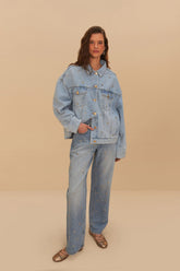 Denim Embroidered Bows Pants | FARM Rio US