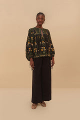 Black Twill Belted Wide Pants | FARM Rio On Sale