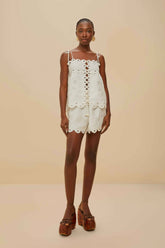 Off-White Flowers Richelieu Euroflax™ Premium Linen Shorts | FARM Rio