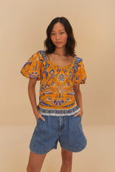 Denim Pleated Shorts | FARM Rio Online