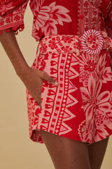 Flora Tapestry Red Shorts | FARM Rio US
