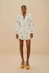Off-White Embroidered Coconut Tree Shorts | FARM Rio