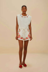 Off-White Flower Tapestry Embroidered Shorts | FARM Rio US