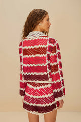 Red Colorful Crochet Tiles Shorts | FARM Rio