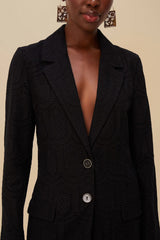 Black Eyelet Blazer | FARM Rio US